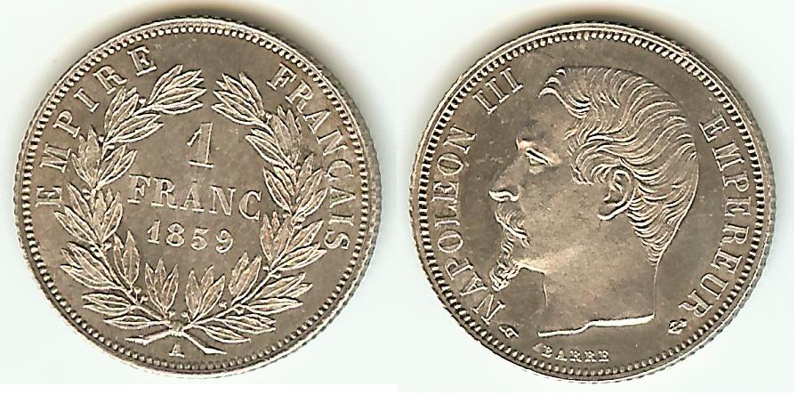 Franc Napoléon III 1859A Paris SPL+